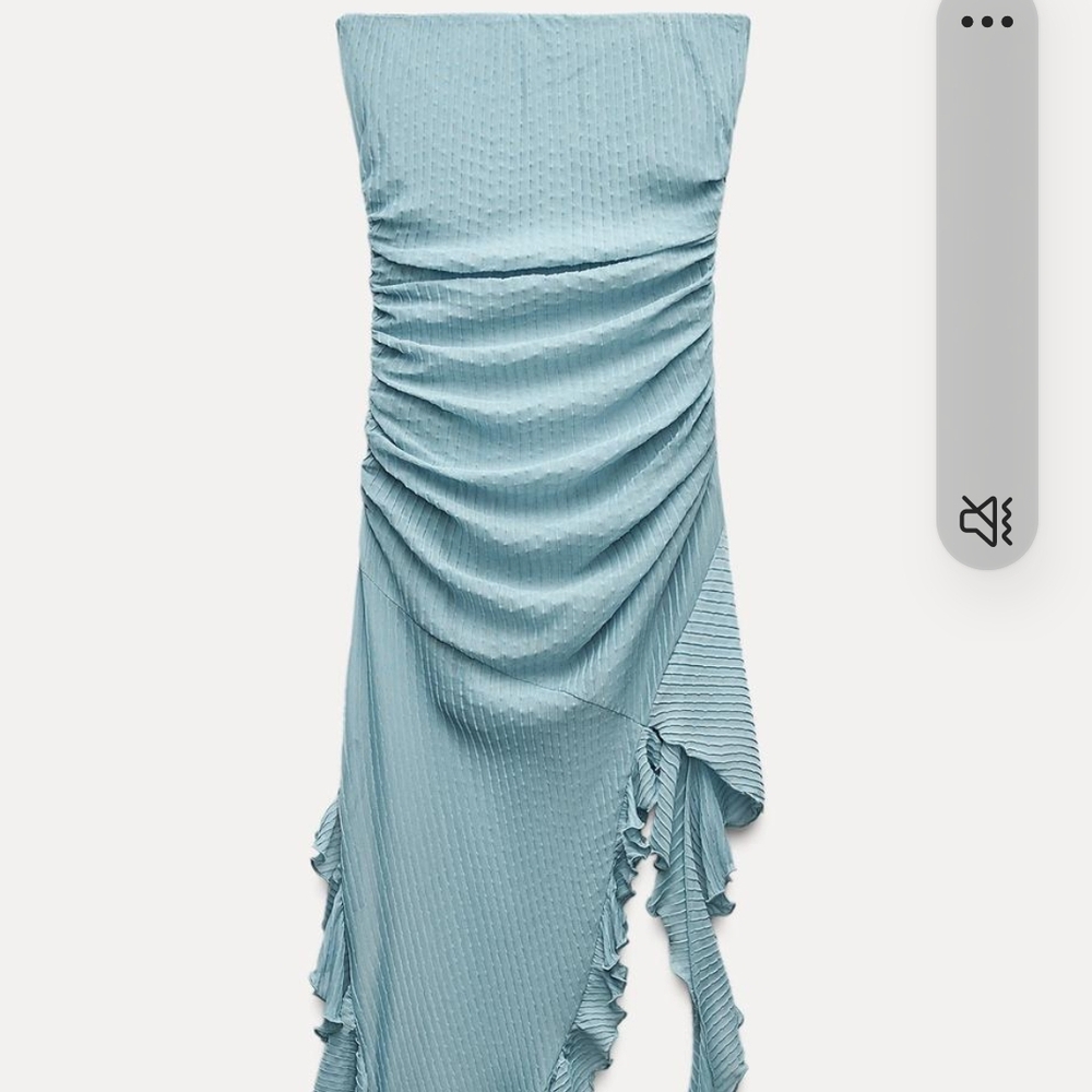 Elegant Blue Strapless Dress Zara
